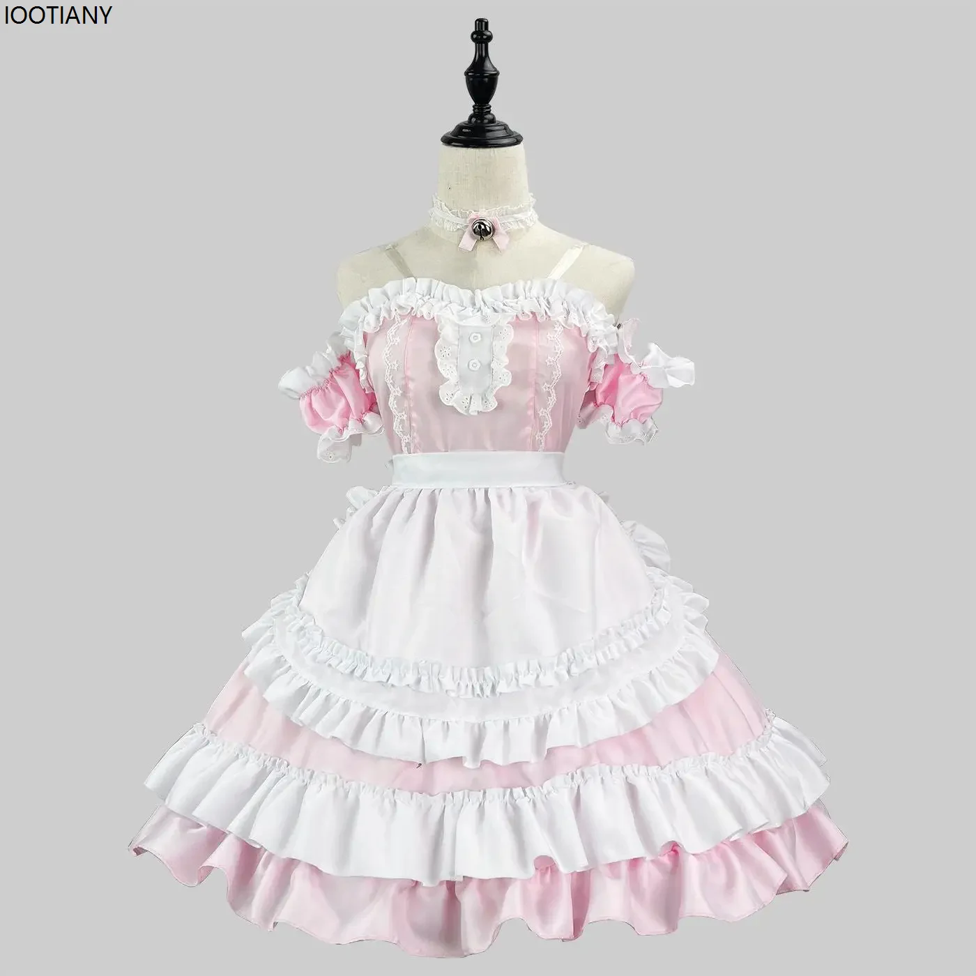 Halloween Vrouwen Sexy Koffie Bediende Cosplay Jurk Met Hoofdtooi Japanse Roze Meid Lolita Kostuum Carnaval Feest Podium Dress Up