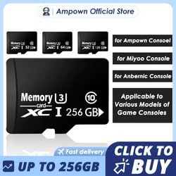 Ampown 마이크로 메모리 SD 카드, 최대 256GB SD/TF 플래시 카드, 32 64 128G 메모리 카드, GD10 GD20 M8 G11PRO MIYOO 게임 액세서리