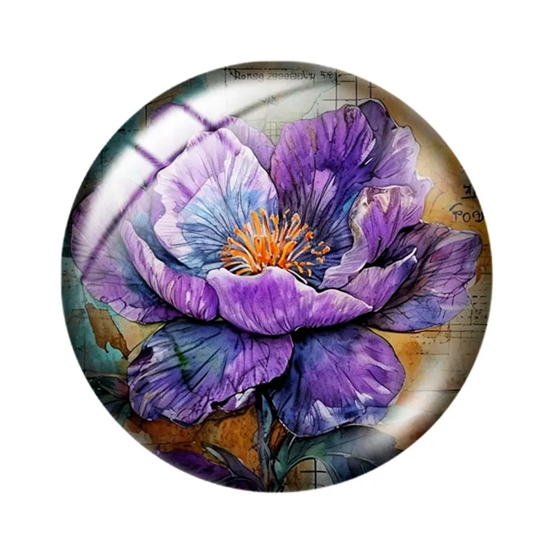 Vintage Flowers  12/18/20/25mm glass cabochon  bracelet pendant rings for jewelry demo earrings back Making findings image 2