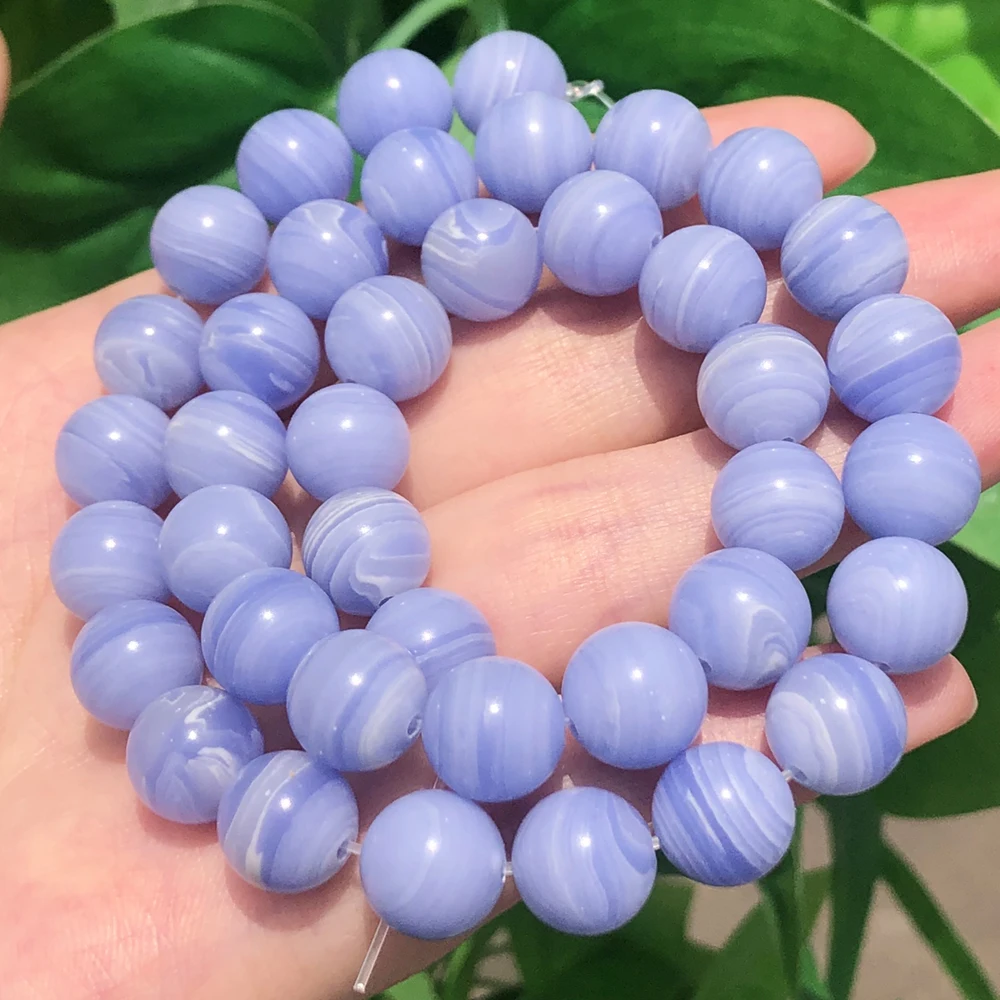 Natural Stone Beads Blue Lace Agates Beads Round Loose Beads for Jewelry Making Needlework Beads Diy Charms Bracelet 6/8/10mm