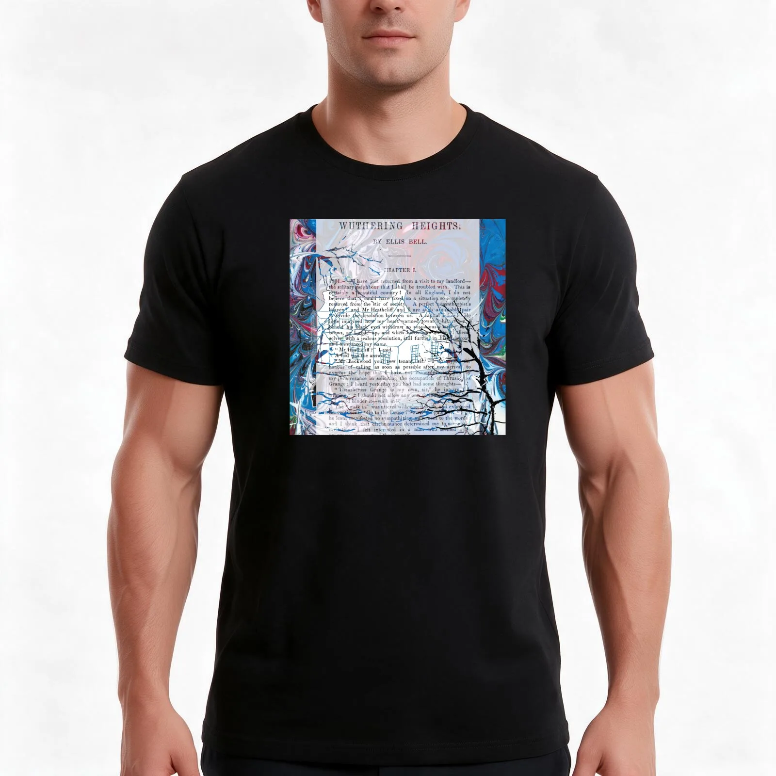 Wuthering Heights Collage T-Shirt, Summer Casual Cotton Tee, Oversized Streetwear Tops, Vintage Graphic Print, Unisex Men Women
