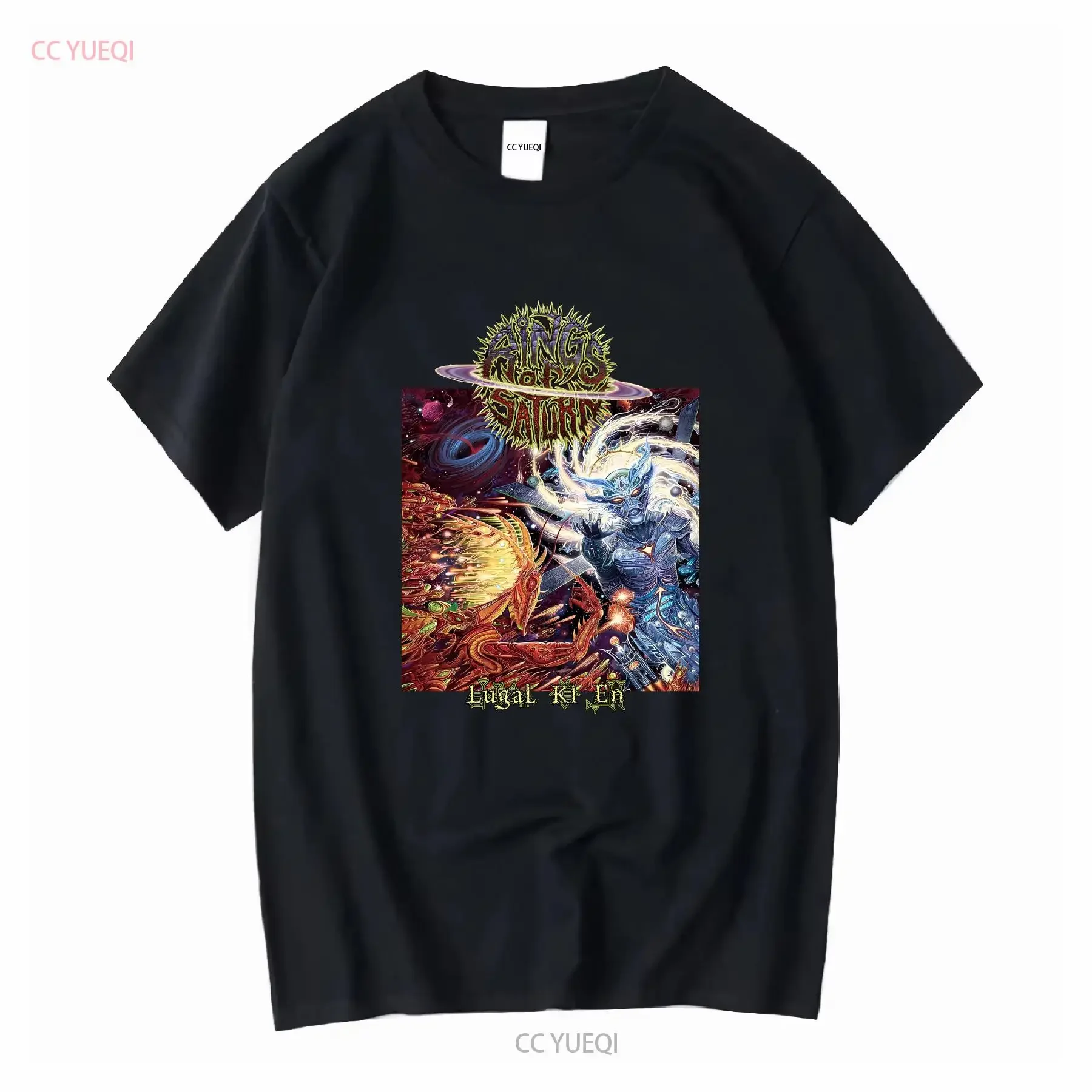 Vtg Rings of Saturn Lugal Ki En Heavy Cotton Black All Size T Shirt C1991 long sleeves vintage Washed homme Stretched