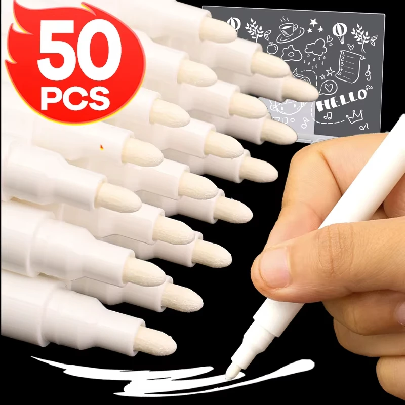 

5-50Pcs White Liquid Chalk Erasable Pen Marker for Glass Windows Blackboard Chalkboard Window White Pen Washable Erasable Marker