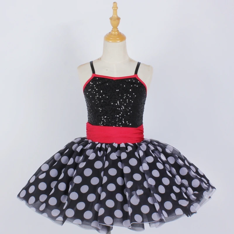 

Girls Polka Sequined Tutu Dress Leotard Fluffy Soft Tulle Performance Costume Modern Dance Princess Skirt Birthday Party Costume