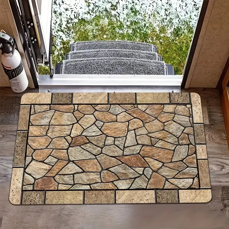 50x80CM Stone Pattern Welcome Doormat Non-Slip Floor Mats Indoor Outdoor Entrance Carpet Home Decortion 2D Mat