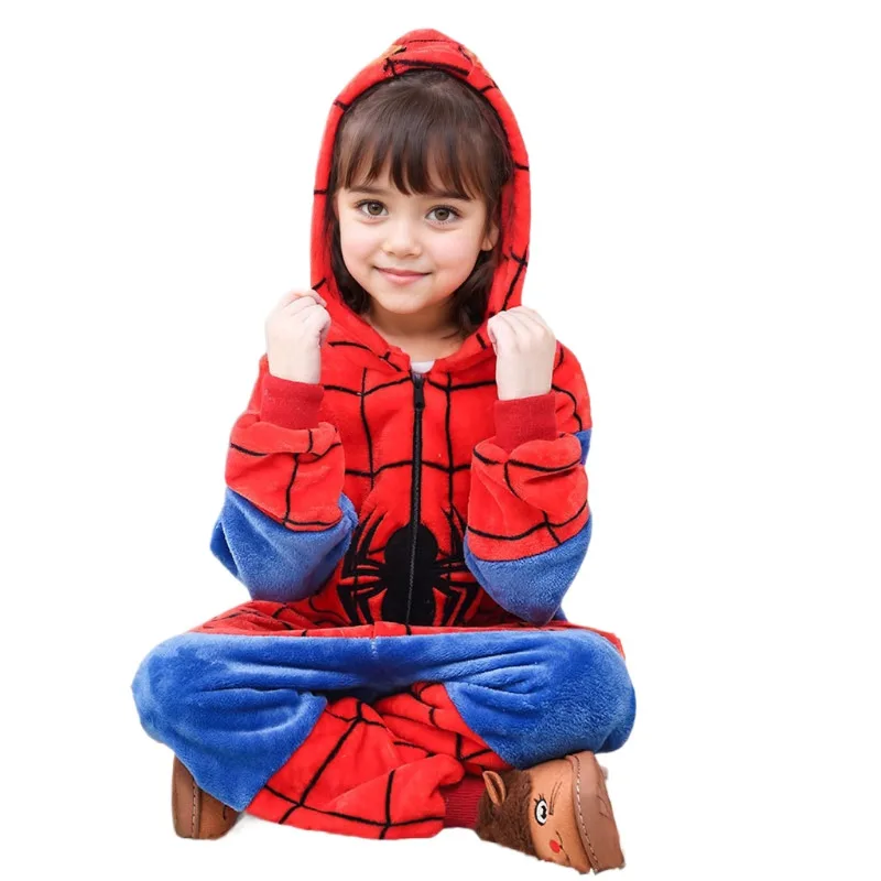 Lilo Stitch Cosplay Costume Boys Girls Spiderman Pajamas Plush Winter Warm Clothes for Boys Girls Halloween Christmas Gifts