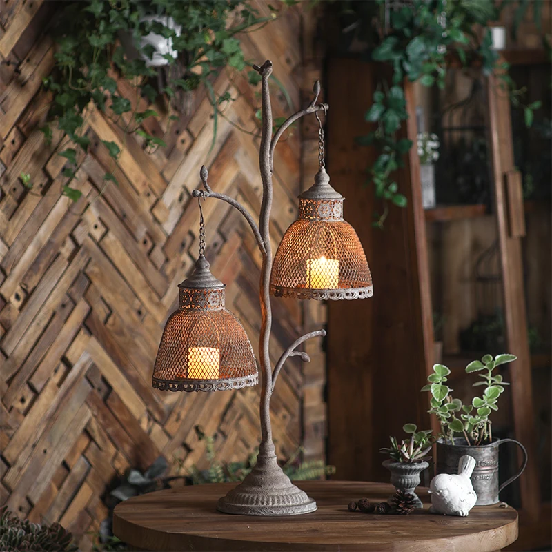

European Home Decoration Metal Candle Stick Holder Home Decoration Light Luxury Hanging Antique Candle Stand Holder