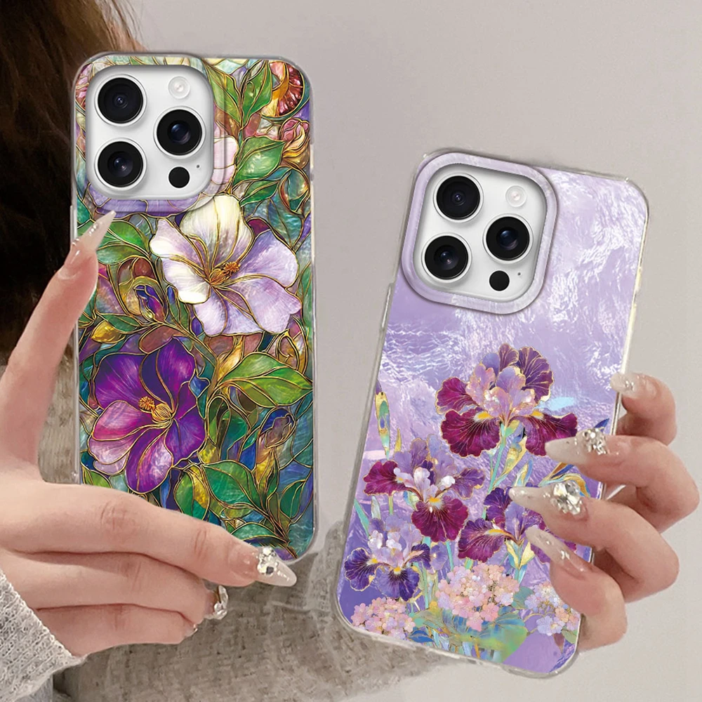 Lila Egret Blumen Handyhülle für Damen und Mädchen – Künstlerische Schutzhülle für iPhone 16 Pro Max, 17, 7, 8 Plus, X, XS, 16e, 15, 14, 13, 12, XR, SE 2022, 17 Air