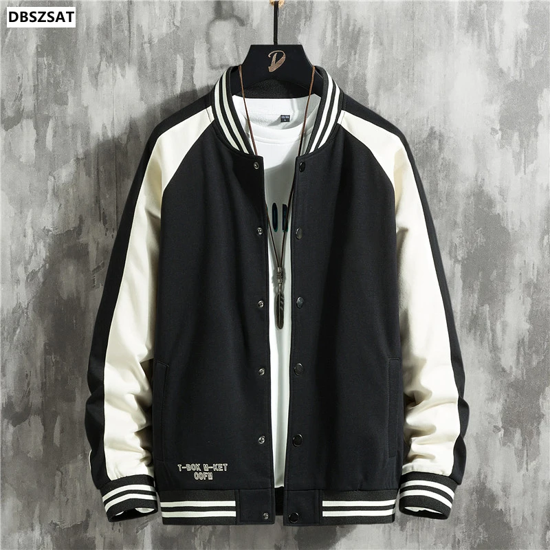 

2023 New Arrival Fashion Fleece Casual Baseball Uniform Cotton Spliced Regular Rib Sleeve Brand Clothing Bomber Jacket Men