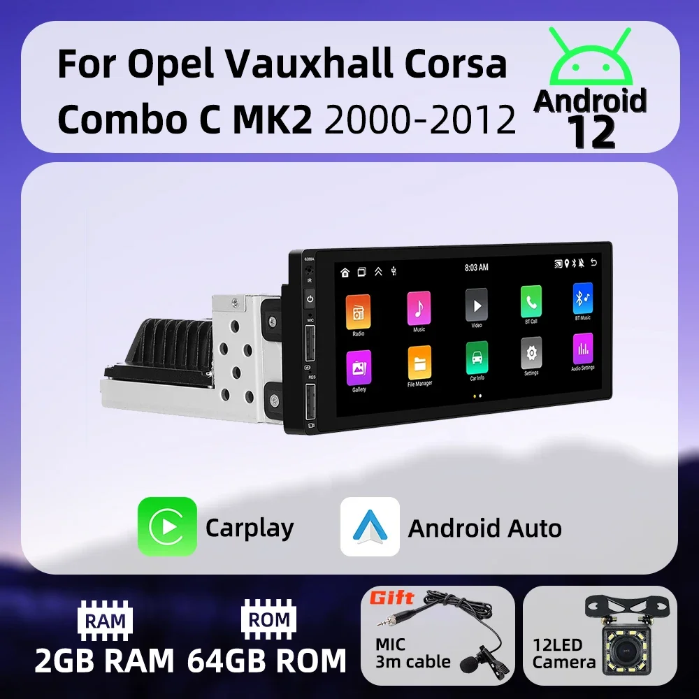 

Автомобильный мультимедиа Android для Opel Vauxhall Corsa Combo C MK2 2000-2012, 6,9-дюймовый экран, 1 Din-радио, головное устройство, авторадио, GPS