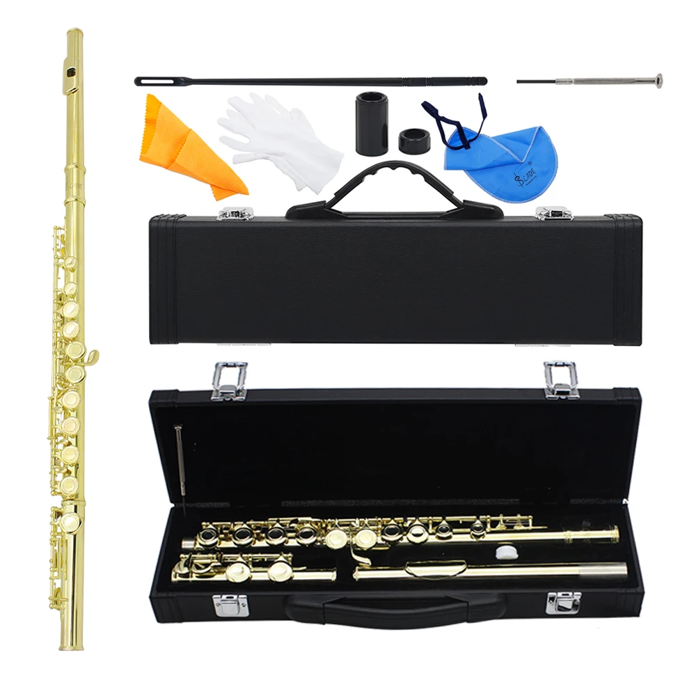 

SLADE 16 Closed Hole Flute C Tone Cupronickel Flute Woodwind Instrument With E Key Case Gloves Flute Parts & Accessories