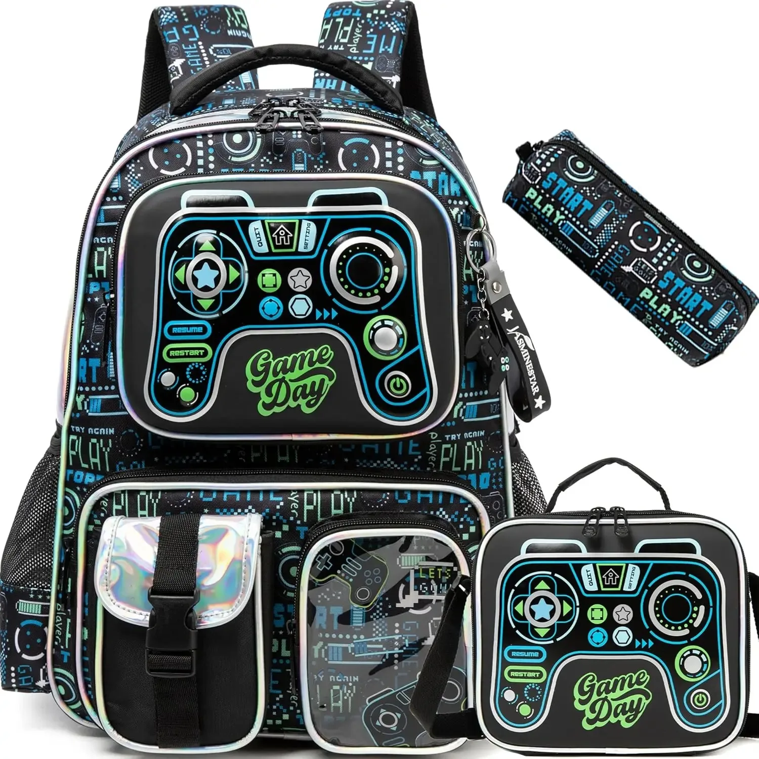 

3PCS Kids Backpack for Boys Primary School Bag Durable Kids Bookbag for Elementary Students Large Capacity Travel Backpack