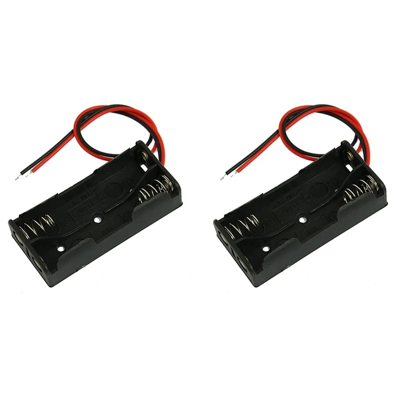 2X Black Plastic Battery Case Holder Wire 2 X 1.5V Aaa