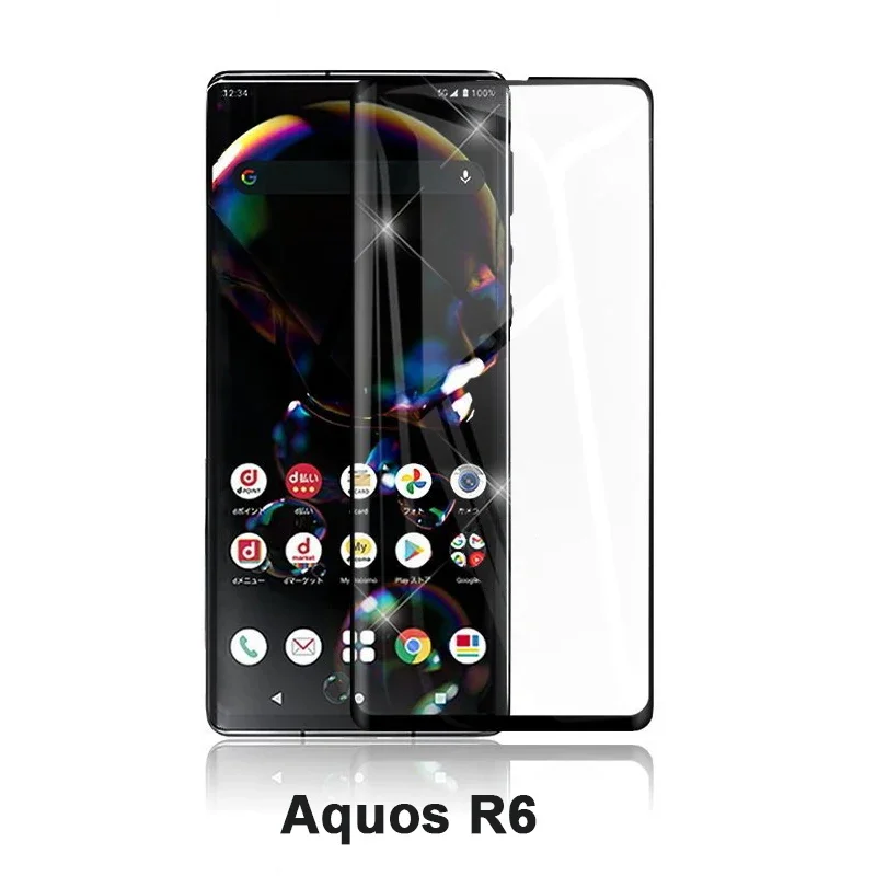 3D Curved Tempered Glass For Sharp Aquos R6 Black Edge Screen Protector For SHARP AquosR6 Full Cover 9H Protective Film