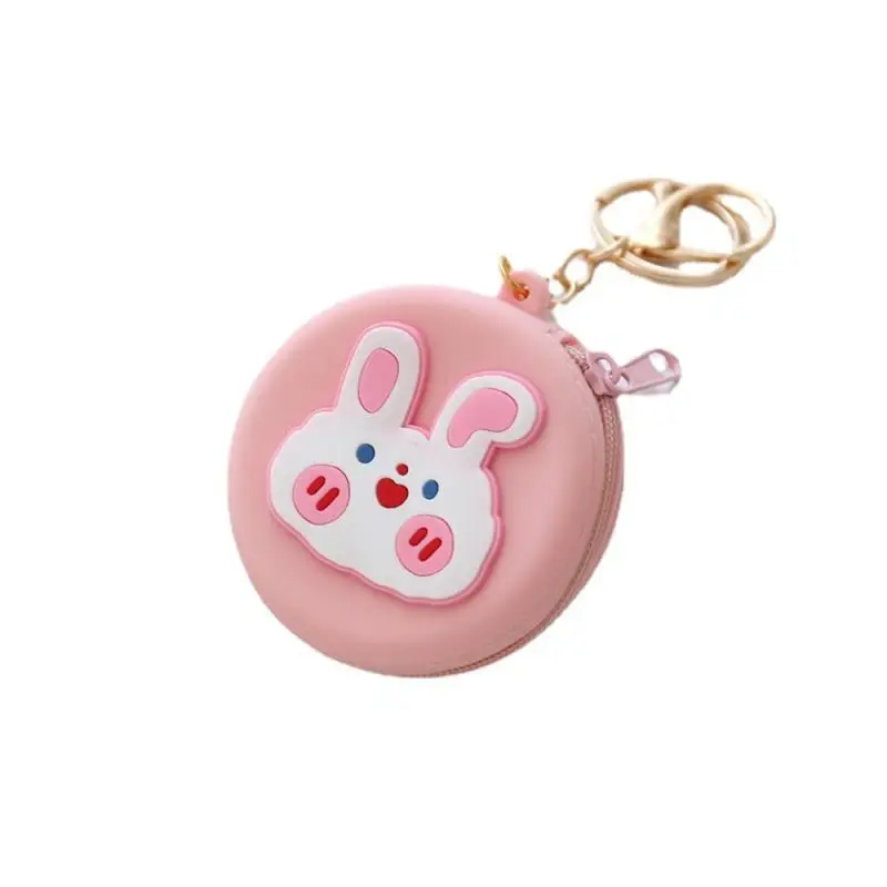 1pc Korean Cute Women Coin Wallet Pendant Keychain Silicone Round Coins Bag Small Girls Key Bag Mini Purse Kid Gift 2024 Keyring