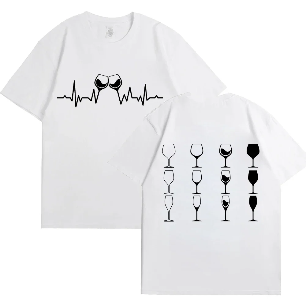 Wine ECG Graphic Tee Shirt Bestie Funny Drinking Lover Shirt for Women Summer Fashion Y2k Tops Aesthetic Clothing Female T-shirt