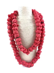 Artificial Silk  Rose Flower Leis Hawaiian Necklace Silk Flower Wreath Spring Party Beach Necklace  for Hula Dance Hawaii Party