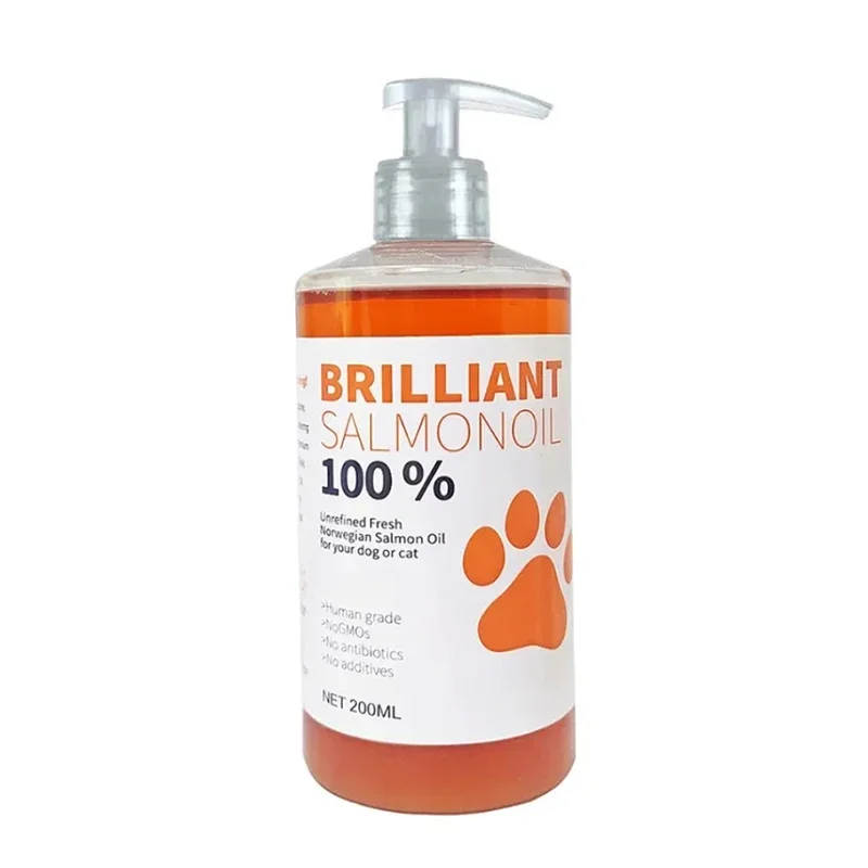 8 fl oz 200ML PET BRILLIANT SALMON OIL Natural No Chemical Treatment 21 Omega Fatty Acids Nutritional Supplements for Dogs