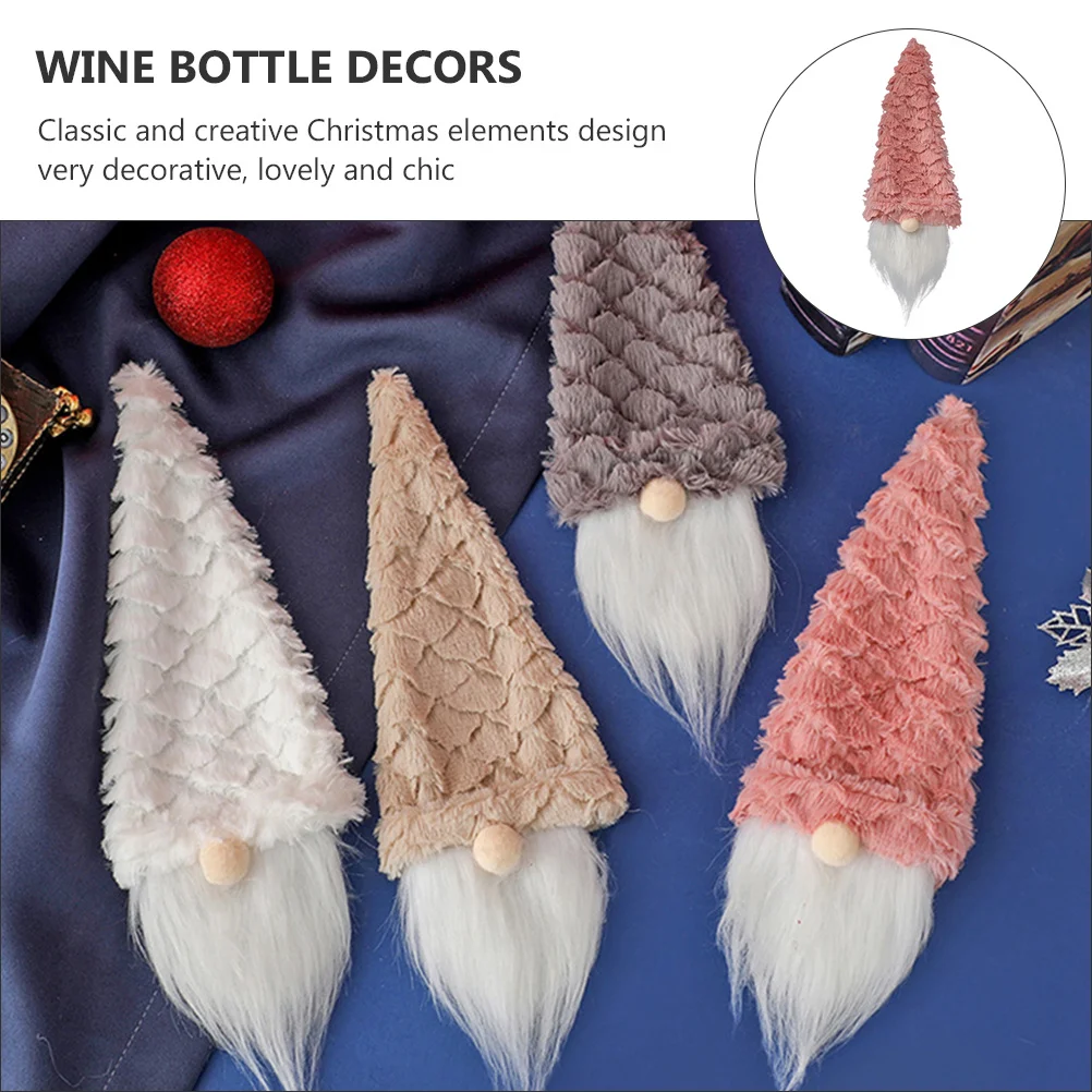 4 قطعة زجاجة جنوم عيد الميلاد يغطي النبيذ الديكورات احتفالية الأسرة الاحتفال عيد الميلاد زجاجة يغطي جنوم الديكورات لوازم الحفلات