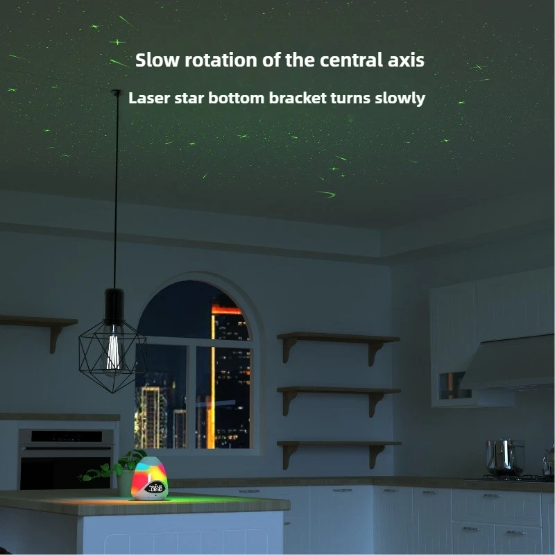 Projection Atmosphere Light Bluetooth Speaker Colorful Digital Display Timer Alarm Clock Nightlight Desktop Decorative Lighting