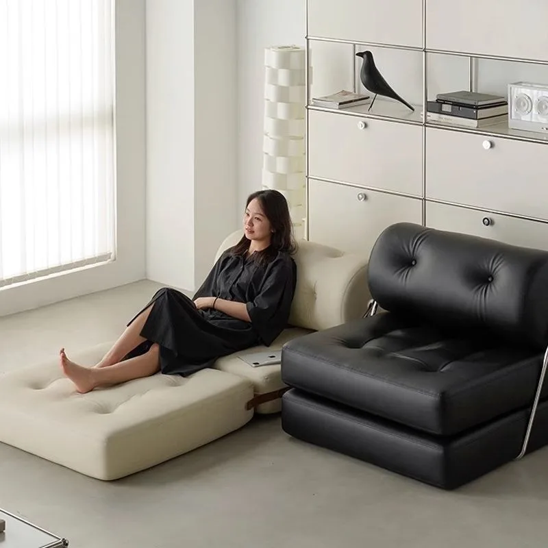 Single sofa small apartment living room tofu block taji sofa bed folding dual-purpose cream wind module lazy sofa