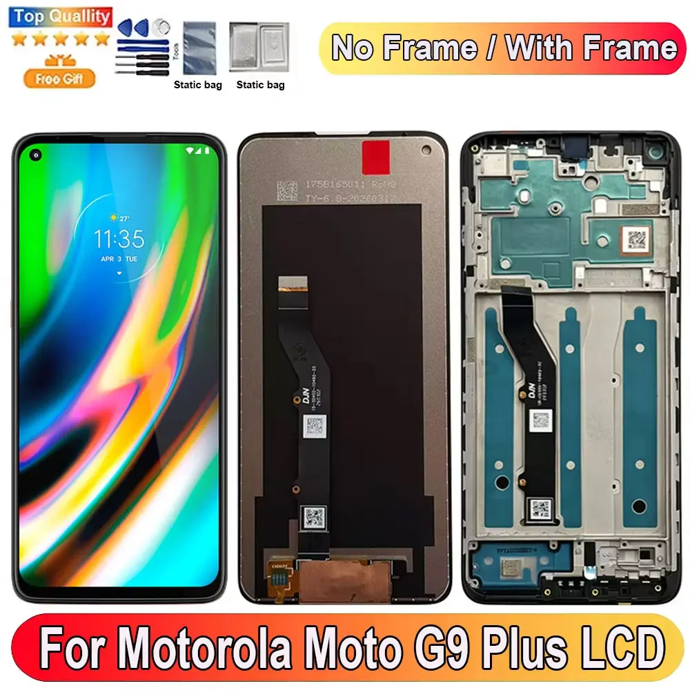 

6.81''For Motorola Moto G9 Plus LCD Display Screen Touch Panel Digitizer Replacement Parts For Moto G9 Plus XT2087-1 With Frame