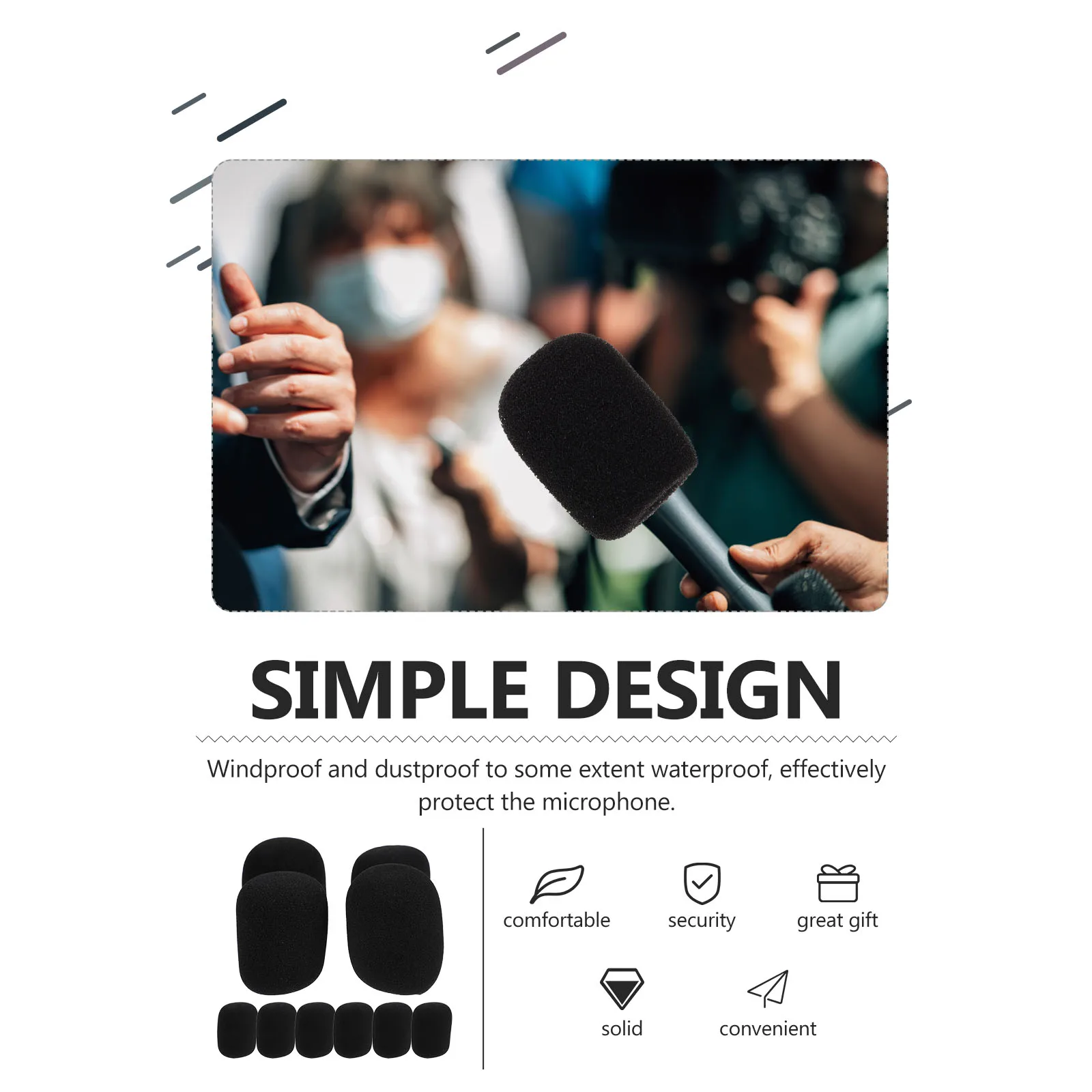 

10pcs Microphone Covers Washable Windscreen For Handheld Microphone Foam Disposable Replacement Stain Resistant Black
