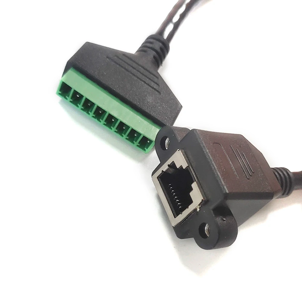 สายอะแดปเตอร์เครือข่าย RJ45 ตัวผู้-ตัวเมีย เป็น 8 พิน แบบขั้วต่อสกรู