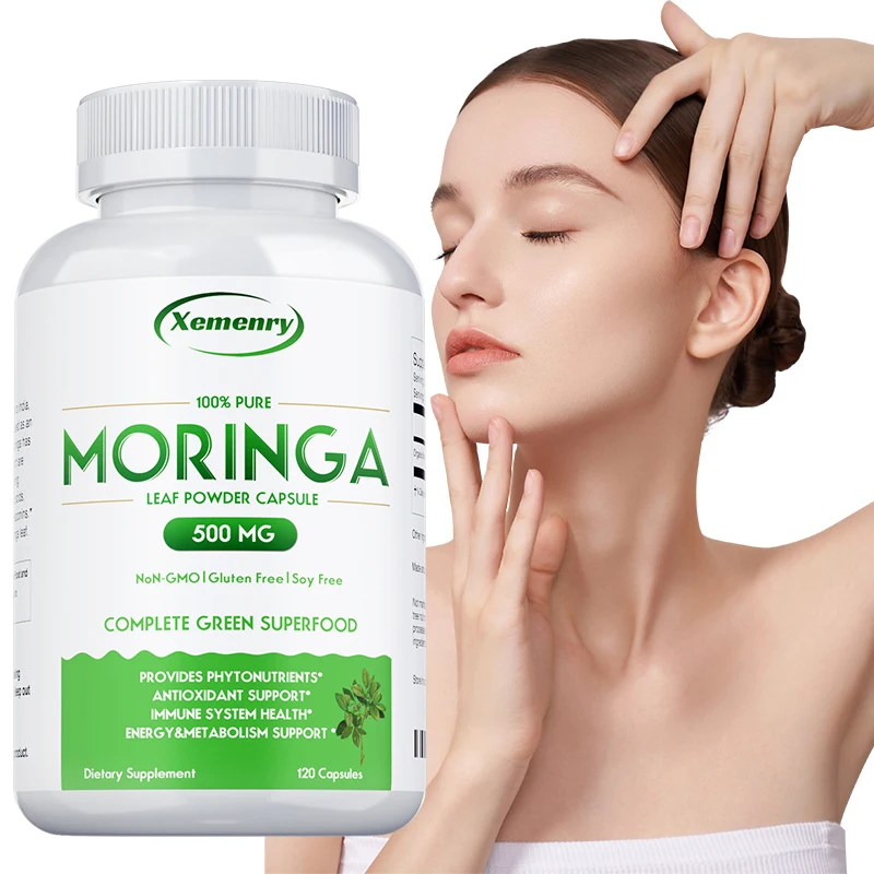 

Moringa Capsules - Antioxidant Supplements Support The Immune System, Energy Production, and Metabolism, Non-GMO