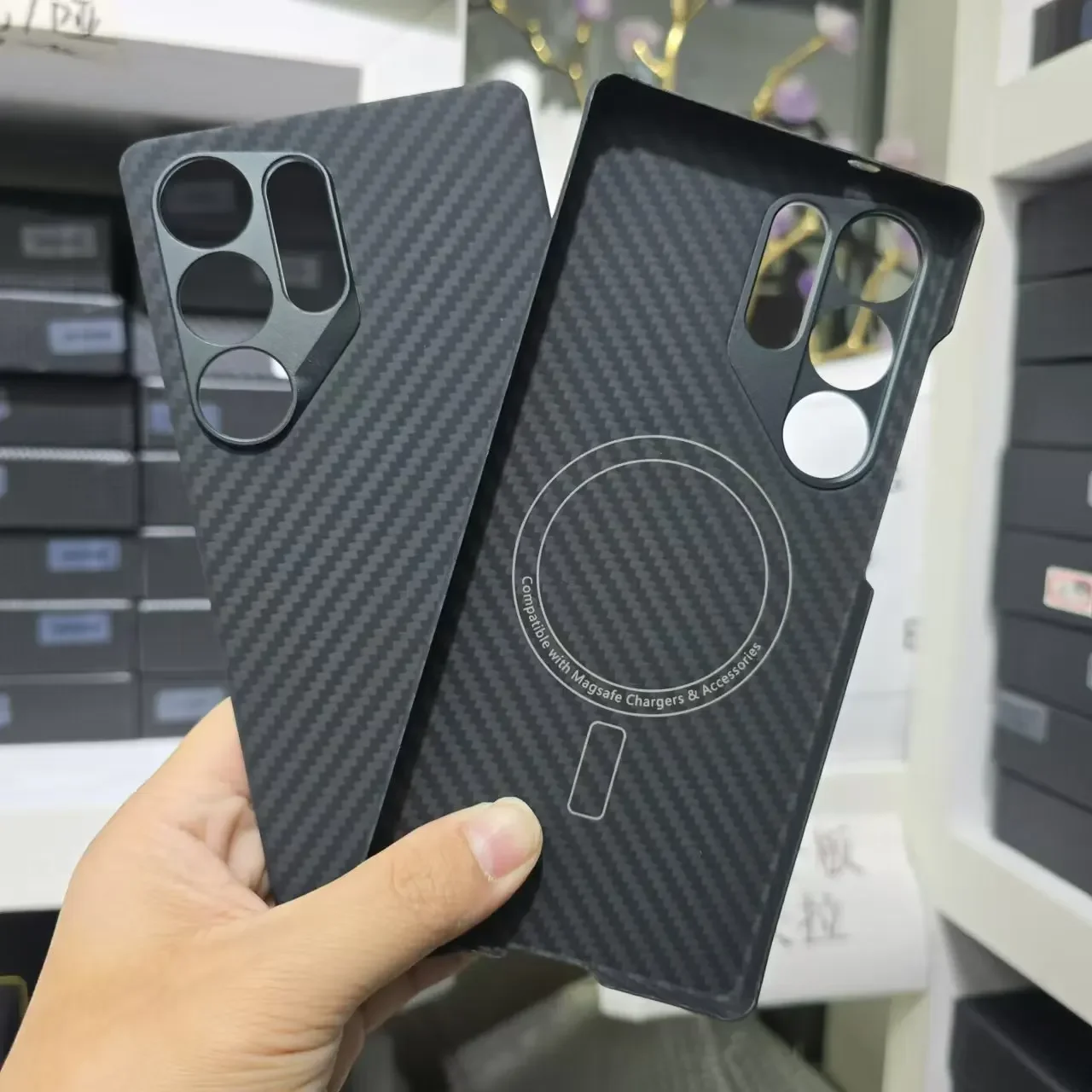 

Magnetic carbon fiber case for Samsung Galaxy S25 Ultra/S25+/S25 Silm real Aramid Carbon Fiber lens protection cover ForMagsafe