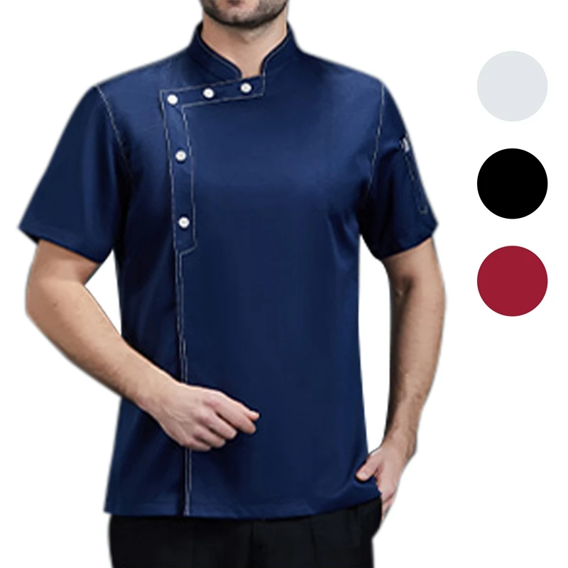 Chaqueta de manga corta para Chef, monos finos transpirables para Chef, restaurante, cocina, ropa de trabajo, uniformes de camarero de servicio de comida