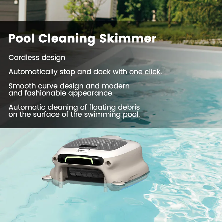 YUNDA Automatic Robotic Pool Skimmer Cleaner with 7-Hour Continuous Cleaning Battery Power Swim Pool Skimmer