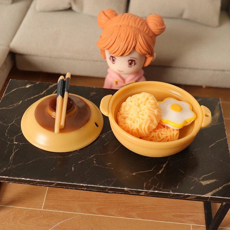 

1/12 Dollhouse Simulation Mini Instant Noodles Egg Chopsticks Casserole Kit Dollhouse Miniature Kitchen Food Decoration