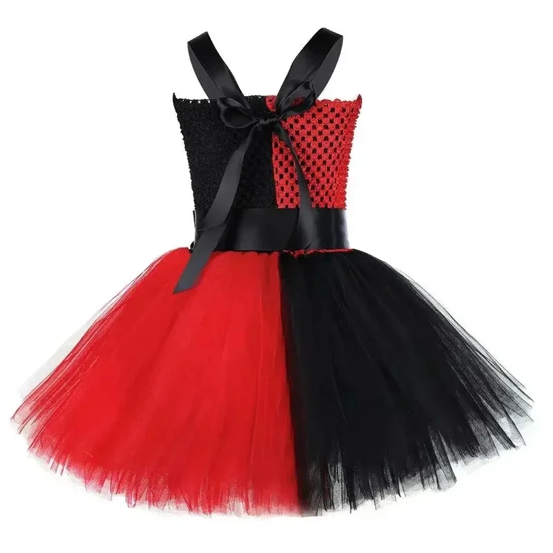 Nuevo Vestido Tutú de Payaso Rojo y Negro 2026 para Fiesta de Cumpleaños de Purim, Disfraz de Halloween de Harley Quinn, Joker, Cosplay COS
