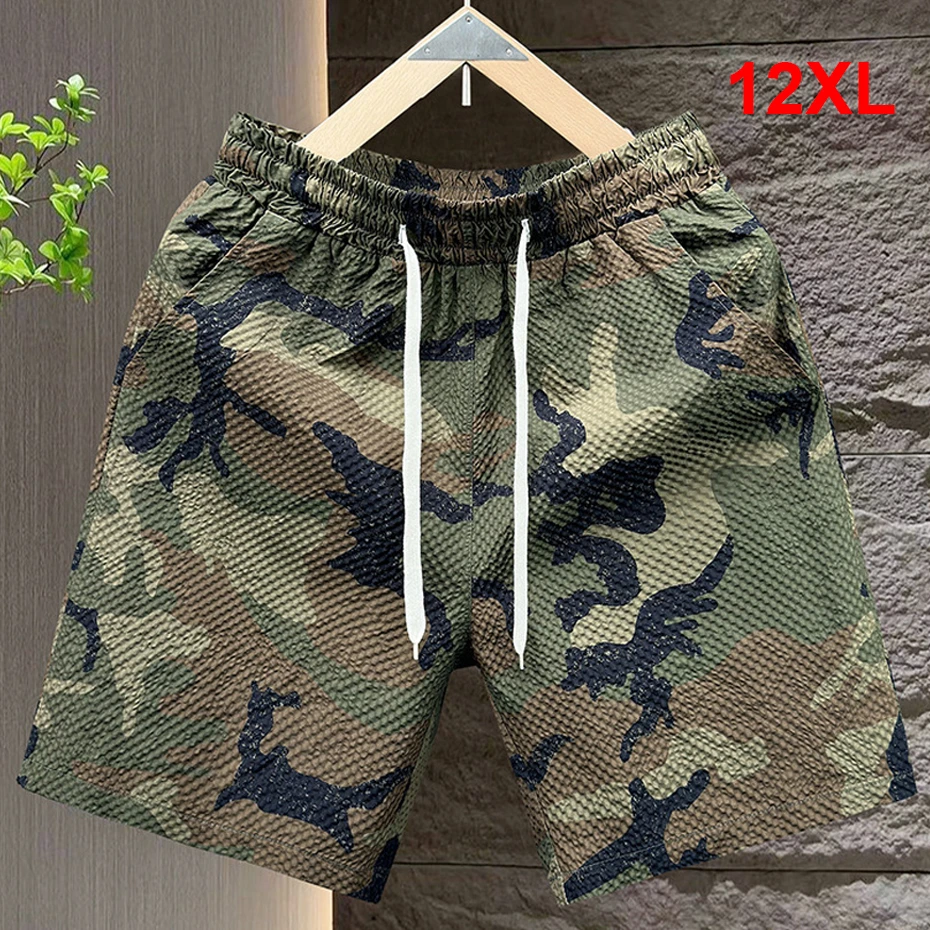 Camo Shorts Men Plus Size 10XL 12XL Summer Hawaiian Beach Shorts Stretch Male Fashion Casual Elastic Waist Short Pants