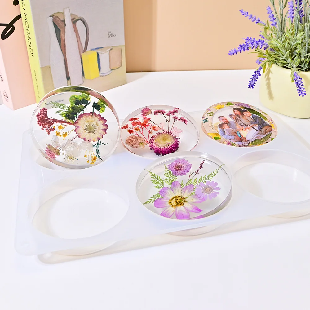 

New Mould DIY Crystal Resin Casting Mold - Thickened 6-Piece Round Coaster Set Silicone Molds for Mirror-Finish Resin Coasters