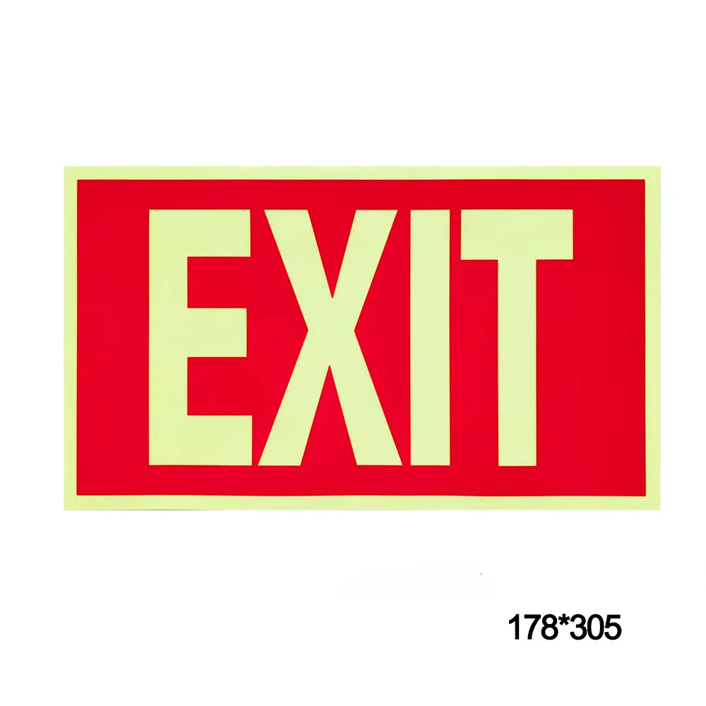 Luminous Emergency Exit Sign Sticker 178x305mm Self Adhesive Glow Dark Evacuation Label for Malls Cinemas Bars Safety Traffic