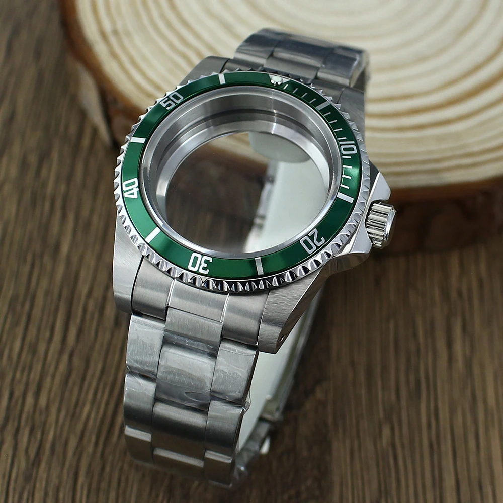 Vintage 39.5MM Watch Case NH35 Sapphire Glass Aluminum Bezel Assemble For NH35 NH36 NH34 4R35 For Retro Submariner 120 Clicks