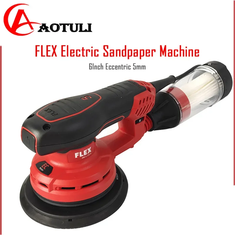 

FLEX Electric Sandpaper Machine 6Inch Car Sheet Metal Putty Grinding Round Dry Grinder 150mm No Carbon Brush Eccentric 5mm