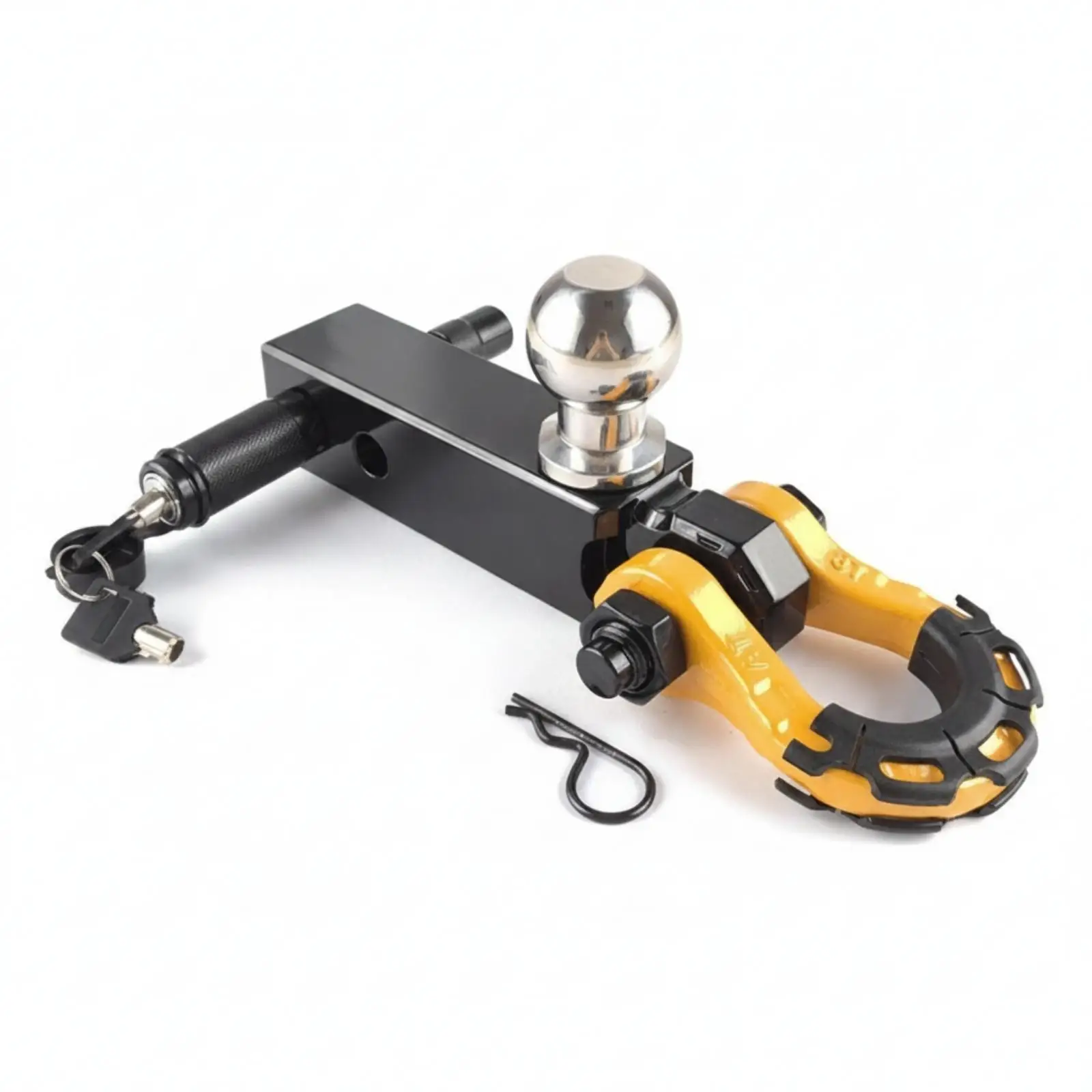 Vehicle Recovery Hook Hitch Shackle Adapter with Locking Pin Compact 10 Cm Install Length for Towing Setup