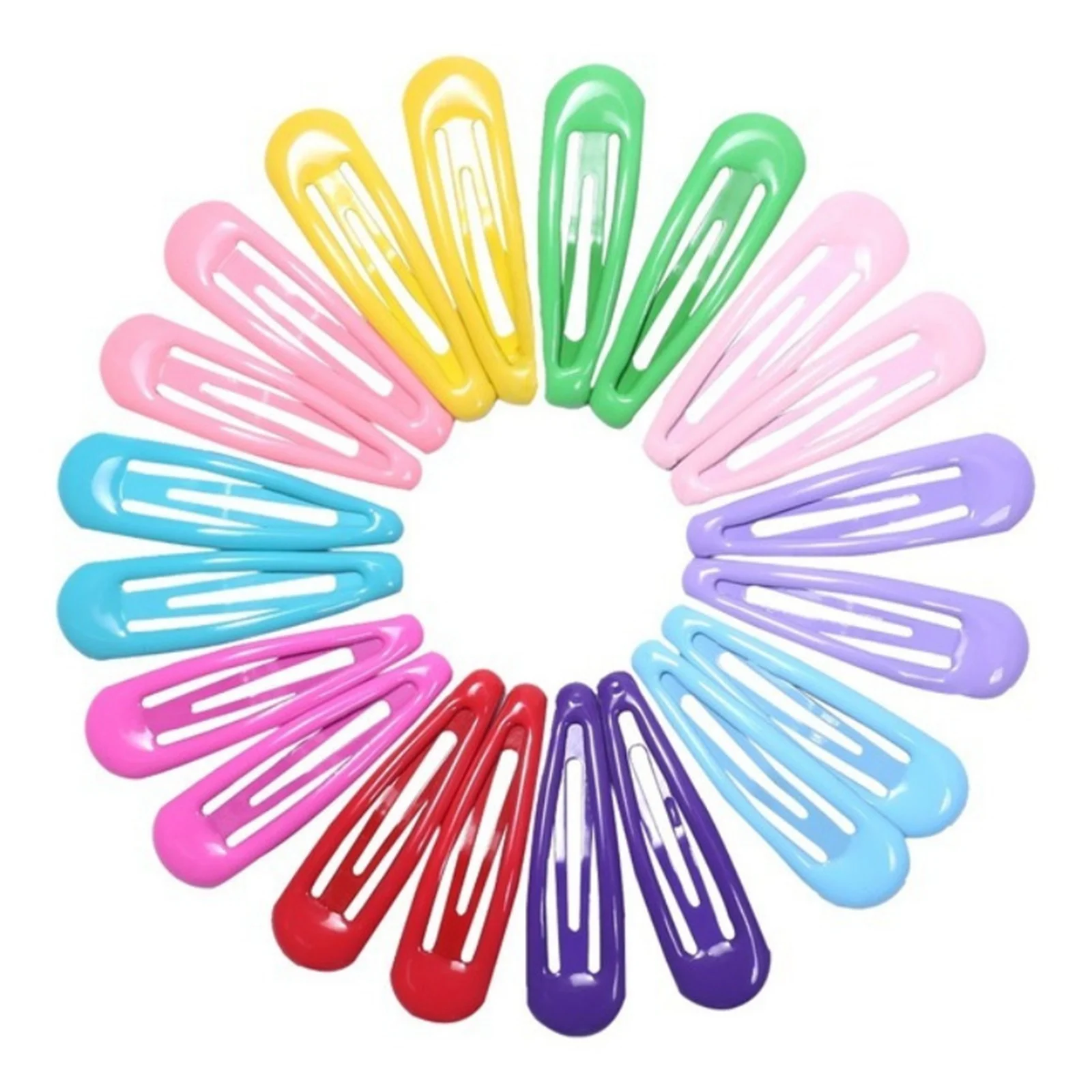 20PCS 2 Inch Colorful Enamel Snap Hair Clips, 13 Colors Metal BB Barrettes Hairpins Non-Slip Hair Accessories for Women Girls