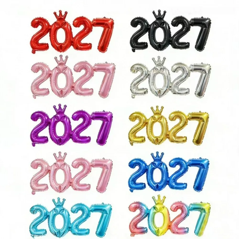 2027 Crown Foil Balloon Number Balloons 2027 New Year Party Decor Backdrop Photo Prop Christmas Home Decoration Party Supplies