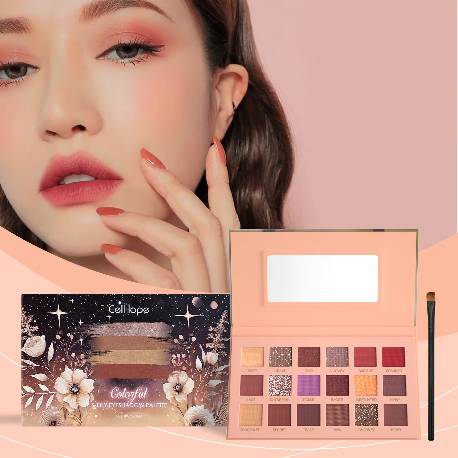 

18 Color Multifunctional Makeup Palette Glitter Eye Shadow Shimmer Pallet Highlighter Powder Brush Beauty Kit High Saturation