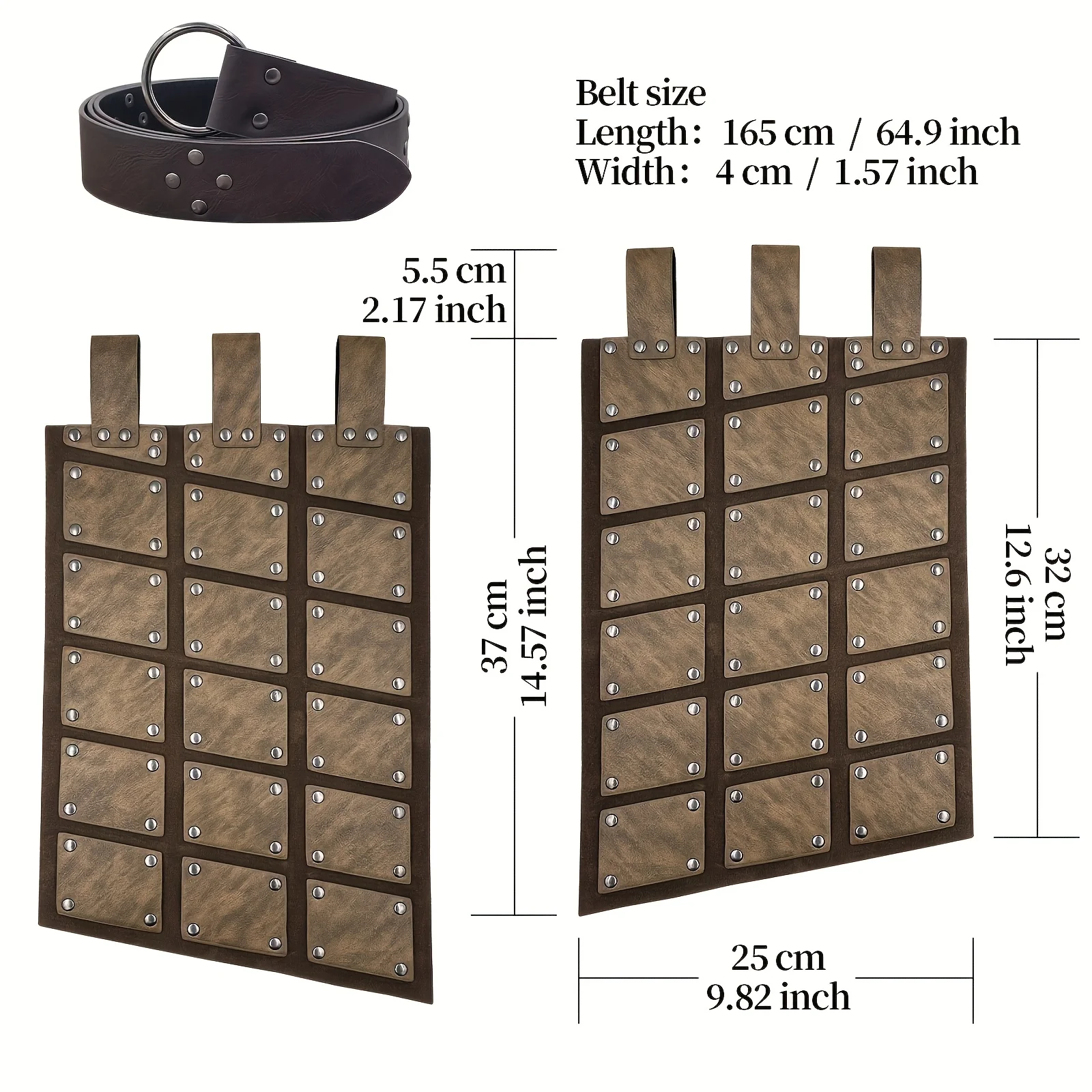 Falda romana de gladiador colgante en la cintura con armadura de cuero en relieve Retro de caballero guerrero Medieval europeo