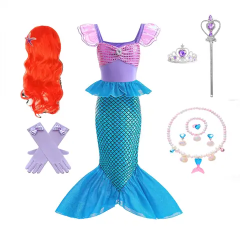 Mermaid Costume Ariel Little Princess Cosplay Costume Fish Beauty Birthday Party Halloween Disguise Clothes Birthday gift