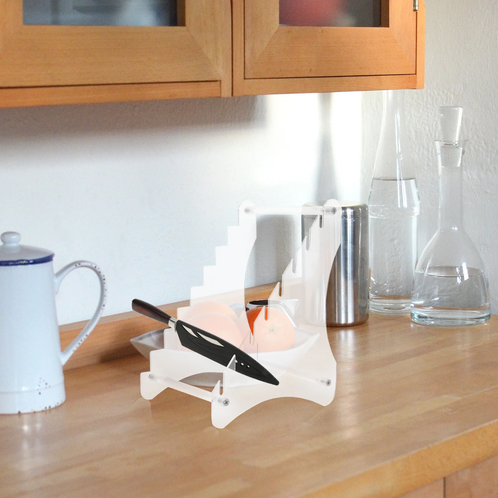 

Acrylic Clear Cutter Display Rack Sturdy Kitchen Cutter Holder Desktop Storage Rack Organizer Kitchen Display Stand