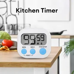 LCD Digital Kitchen Timer Magnetic Countdown Alarm Clock Kitchen Practical Clock Reminder for Cooking Baking Sport