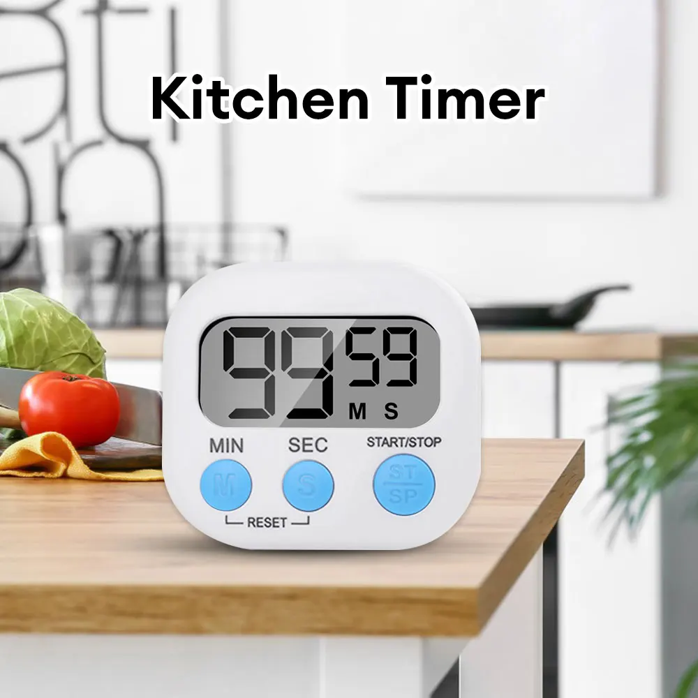 LCD Digital Kitchen Timer Magnetic Countdown Alarm Clock Kitchen Practical Clock Reminder for Cooking Baking Sport