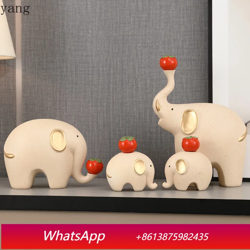 CX persimmon ruyi elephant ornament family of four living room wine cabinet TV cabinet countertop decoration