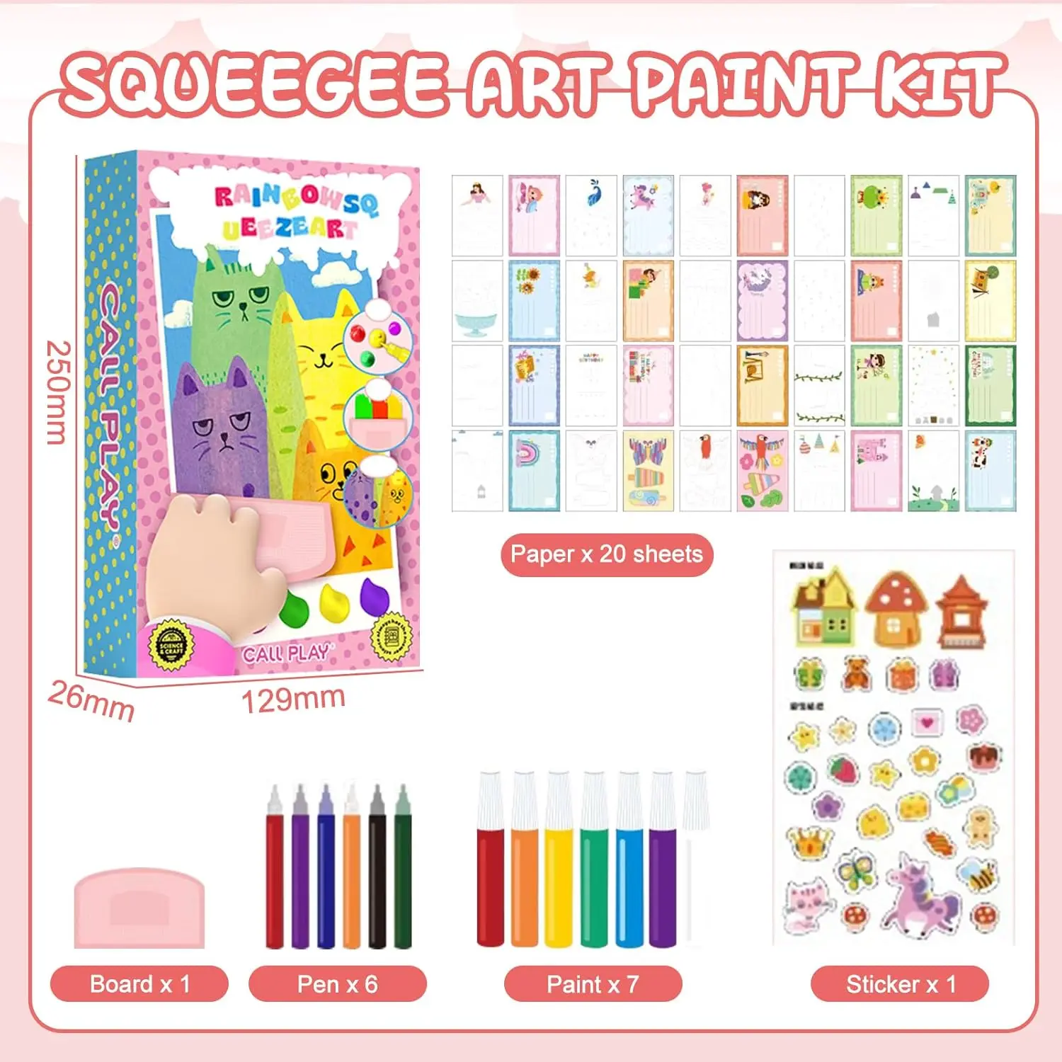Rainbow Magic Scratch Art Set, 20 Premium Scratch Paper Sheets with 7-Color Tools,Creative Christmas Gift,With Stickers